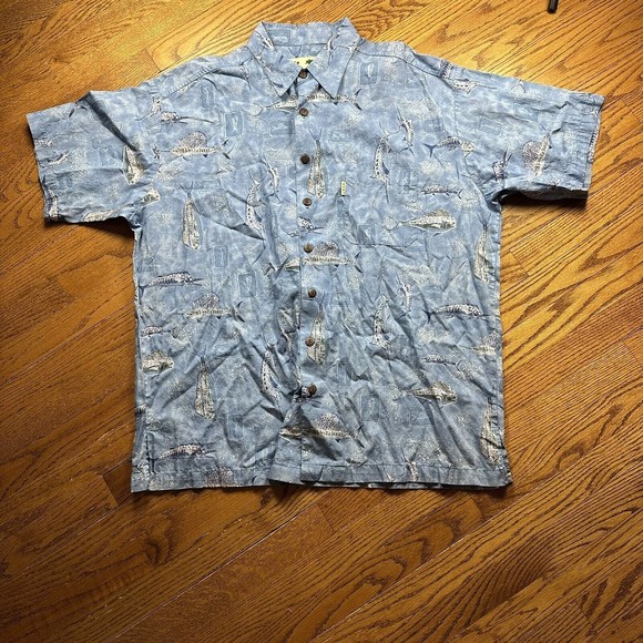 Vintage Koko Island Shirt Men’s XL Made In USA Button Up Hawaiian Fish Blue‎ - Picture 1 of 11